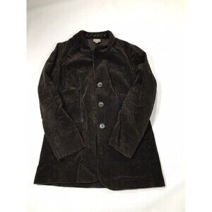 J. Jill Women’s Jacket Coat Corduroy Brown Pleated Back Button Down Sz Small